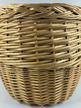 Round Natural Rattan Thick Woven Storage Basket Home Decor 11" tall x 12" wide